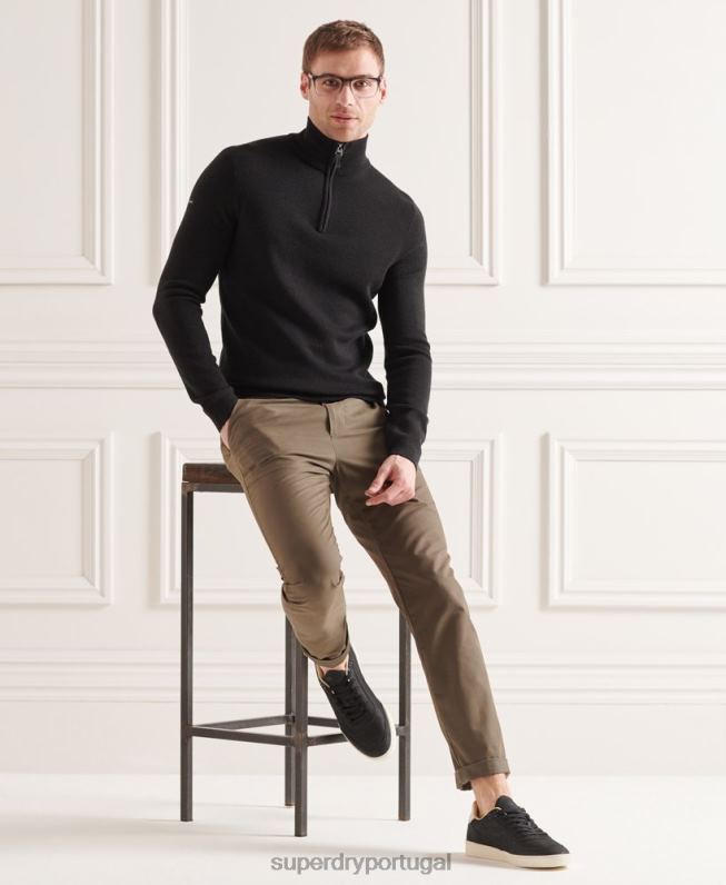 suéter merino henley homens preto roupas Superdry 2208H5349