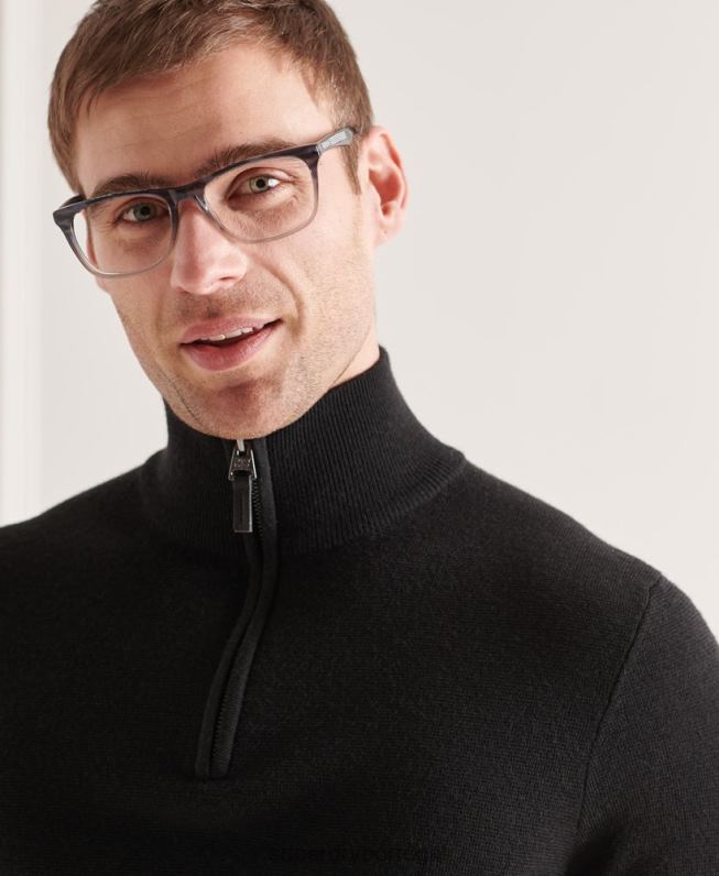 suéter merino henley homens preto roupas Superdry 2208H5349