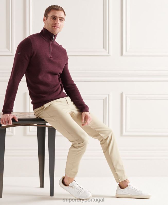 suéter merino henley homens roxo roupas Superdry 2208H5339