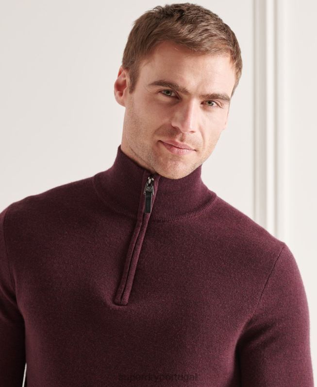 suéter merino henley homens roxo roupas Superdry 2208H5339