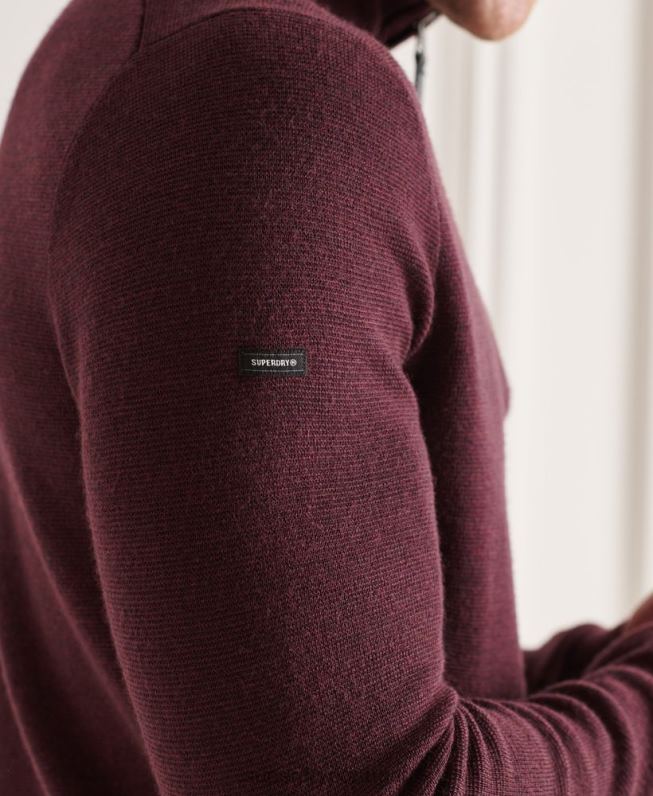 suéter merino henley homens roxo roupas Superdry 2208H5339