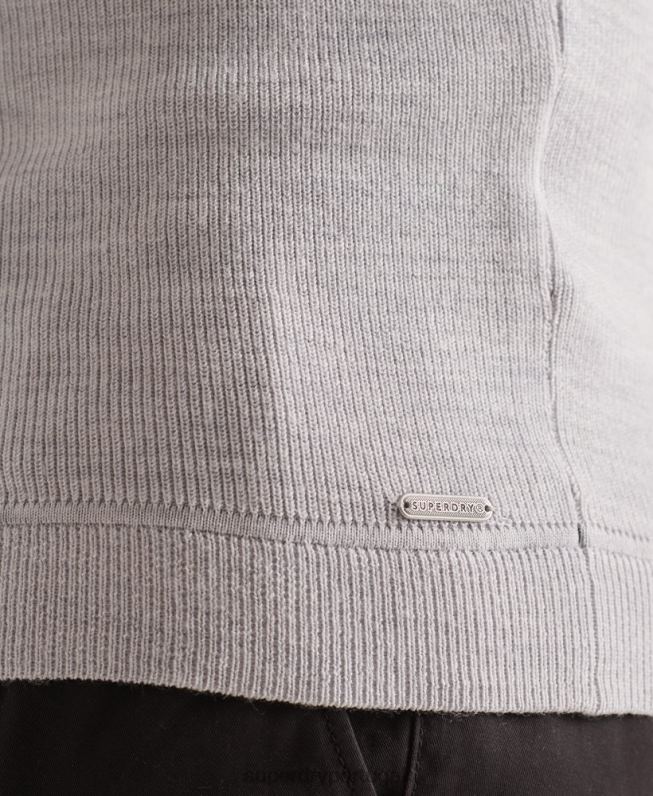 suéter merino henley studios homens cinza claro roupas Superdry 2208H5305
