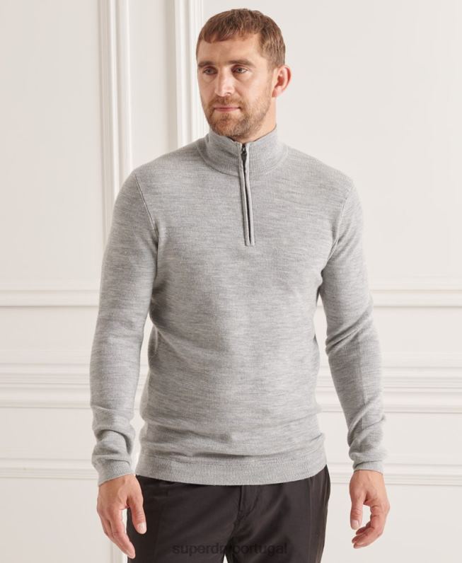 suéter merino henley studios homens cinza roupas Superdry 2208H1295
