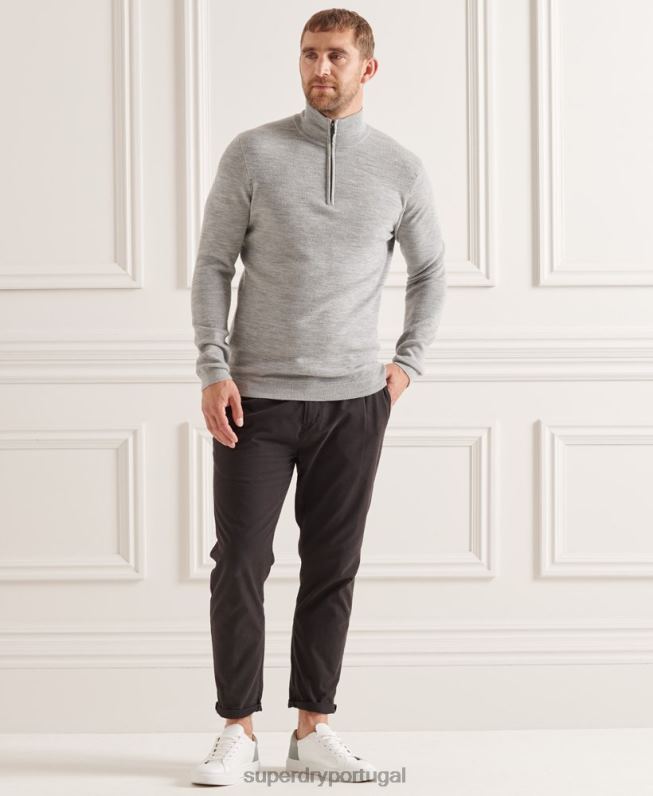 suéter merino henley studios homens cinza roupas Superdry 2208H1295