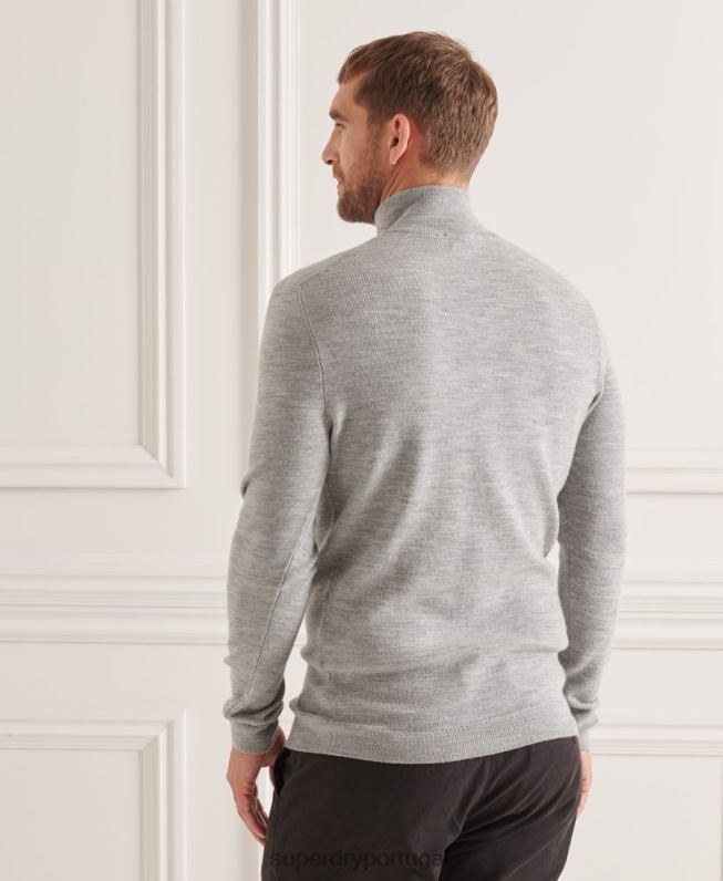 suéter merino henley studios homens cinza roupas Superdry 2208H1295