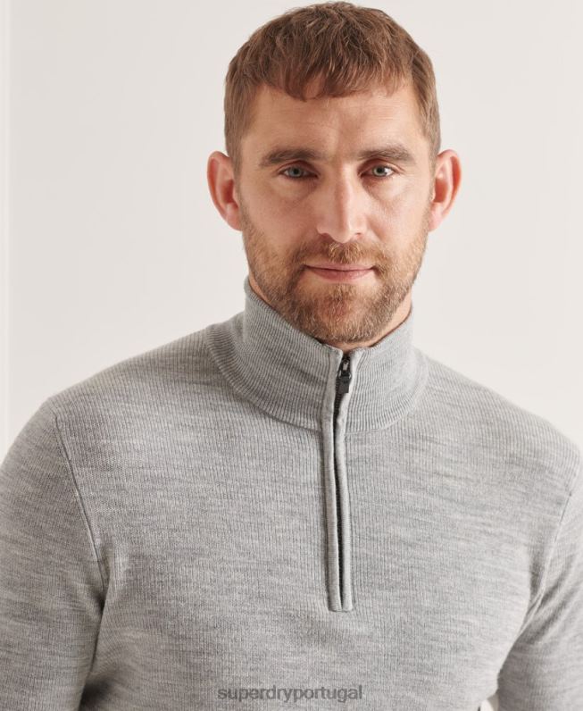 suéter merino henley studios homens cinza roupas Superdry 2208H1295