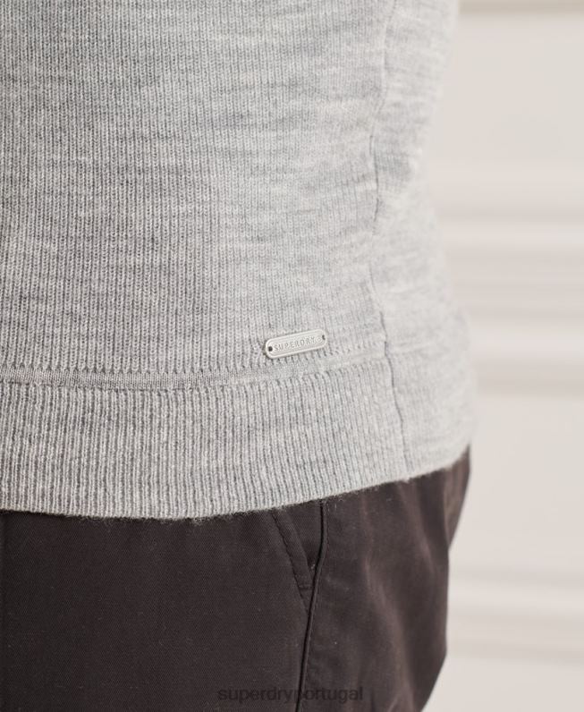 suéter merino henley studios homens cinza roupas Superdry 2208H1295