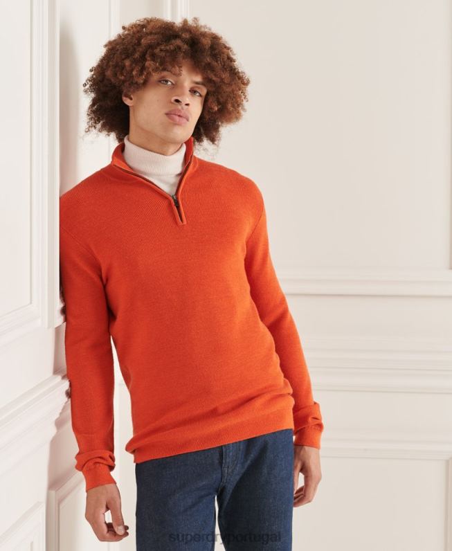 suéter merino henley studios homens laranja roupas Superdry 2208H5288
