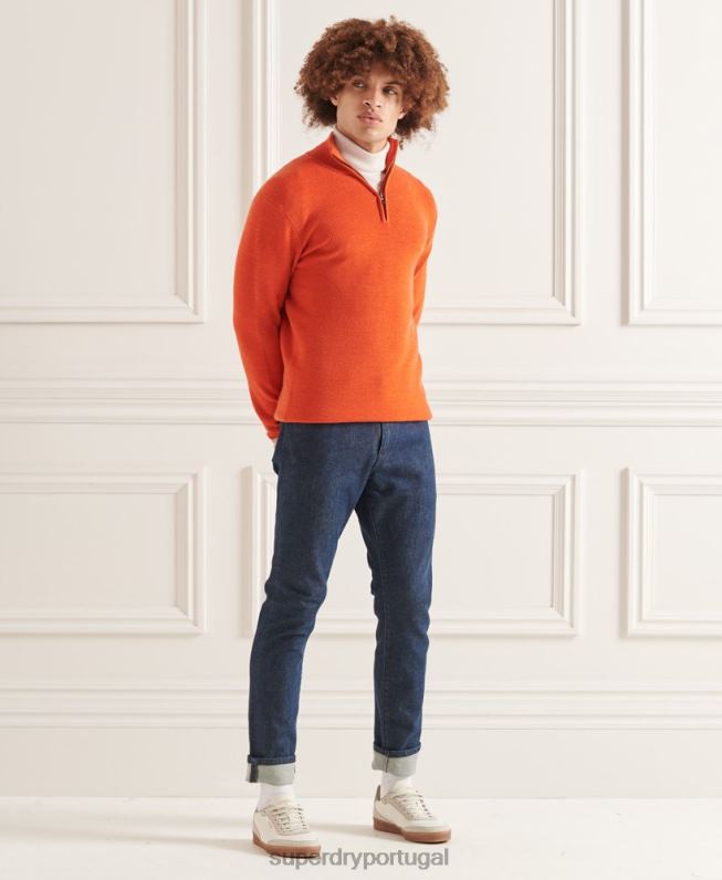 suéter merino henley studios homens laranja roupas Superdry 2208H5288