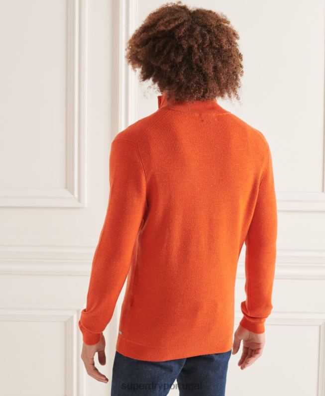suéter merino henley studios homens laranja roupas Superdry 2208H5288
