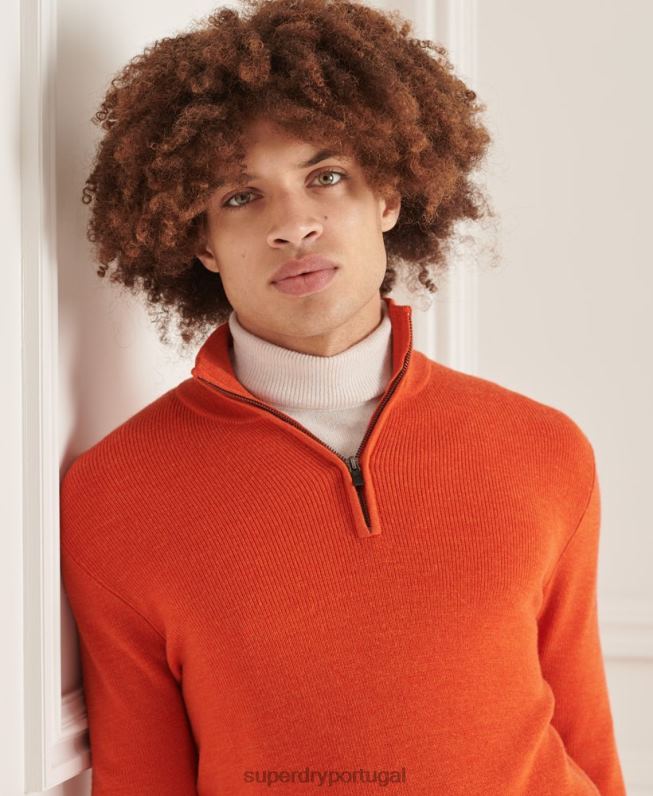 suéter merino henley studios homens laranja roupas Superdry 2208H5288