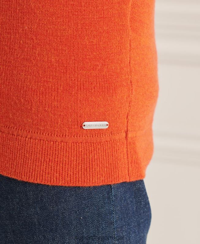 suéter merino henley studios homens laranja roupas Superdry 2208H5288