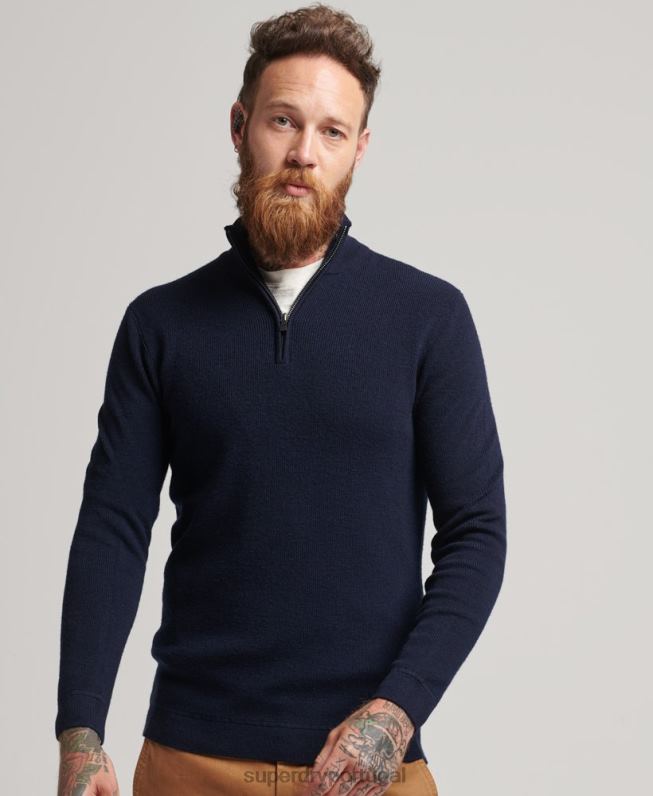 suéter merino henley studios homens marinha roupas Superdry 2208H1266