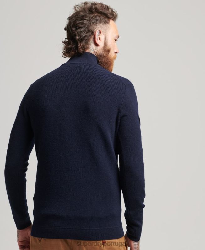 suéter merino henley studios homens marinha roupas Superdry 2208H1266