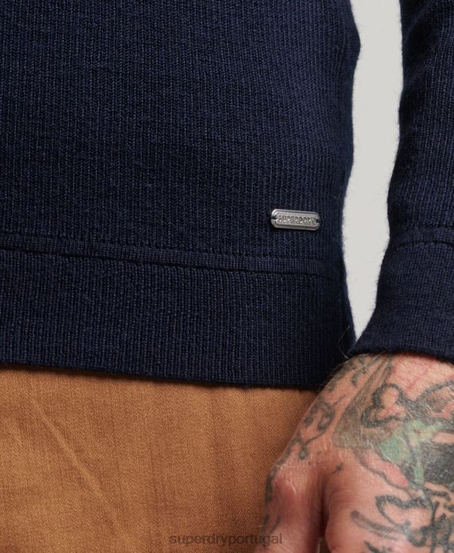 suéter merino henley studios homens marinha roupas Superdry 2208H1266
