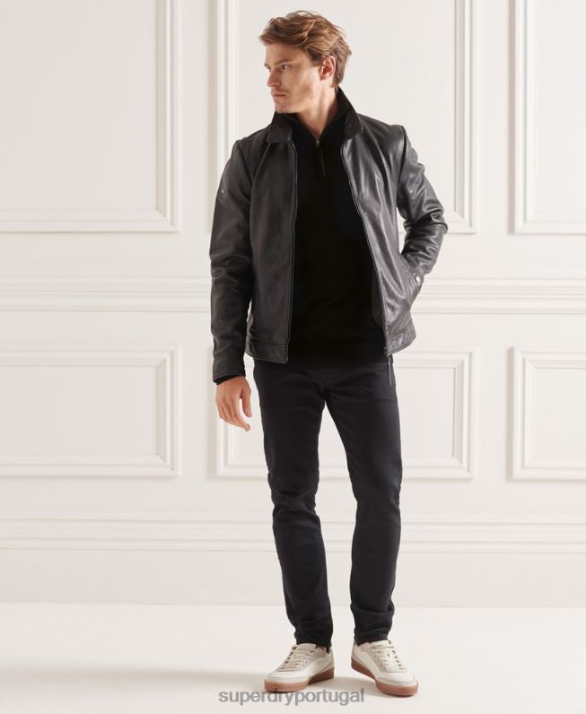 suéter merino henley studios homens preto roupas Superdry 2208H5294
