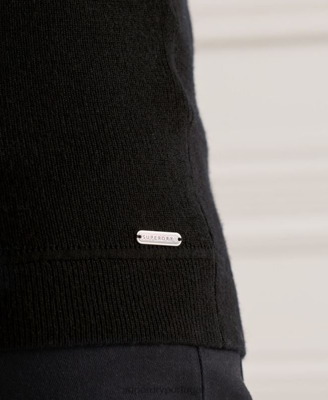 suéter merino henley studios homens preto roupas Superdry 2208H5294