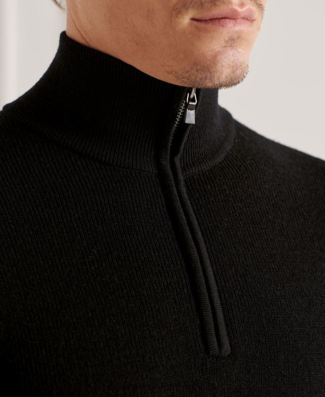 suéter merino henley studios homens preto roupas Superdry 2208H5294