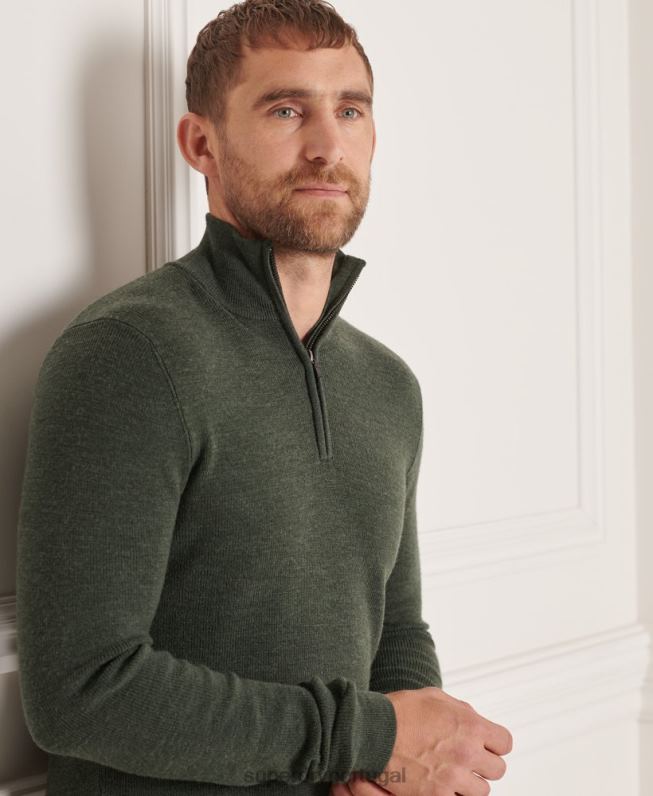 suéter merino henley studios homens verde roupas Superdry 2208H1324