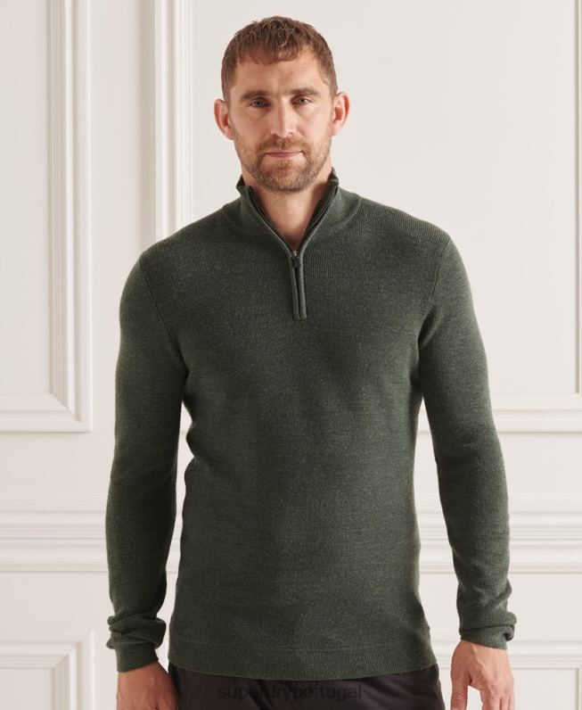 suéter merino henley studios homens verde roupas Superdry 2208H1324