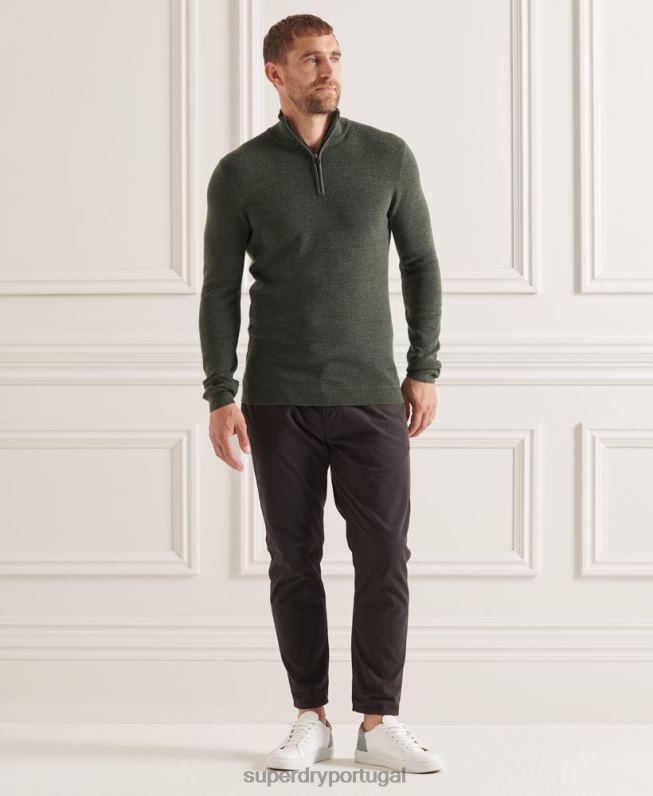 suéter merino henley studios homens verde roupas Superdry 2208H1324