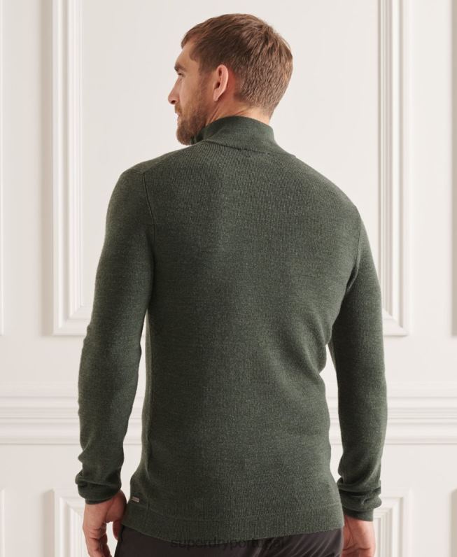 suéter merino henley studios homens verde roupas Superdry 2208H1324