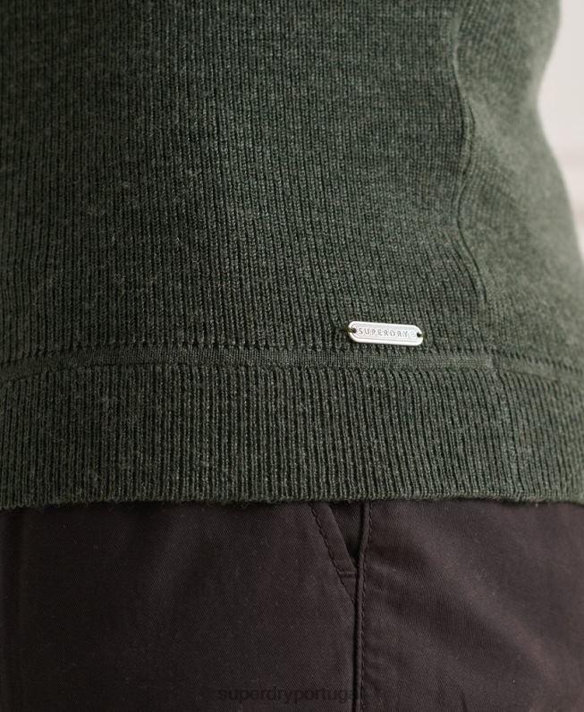 suéter merino henley studios homens verde roupas Superdry 2208H1324