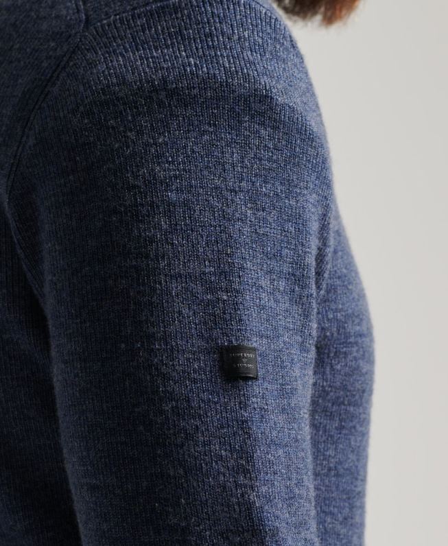 suéter merino meio zíper homens marinha roupas Superdry 2208H1241