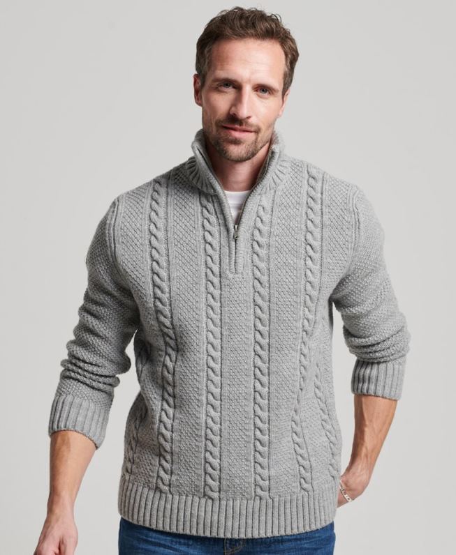 suéter vintage jacob henley homens cinza claro roupas Superdry 2208H1275