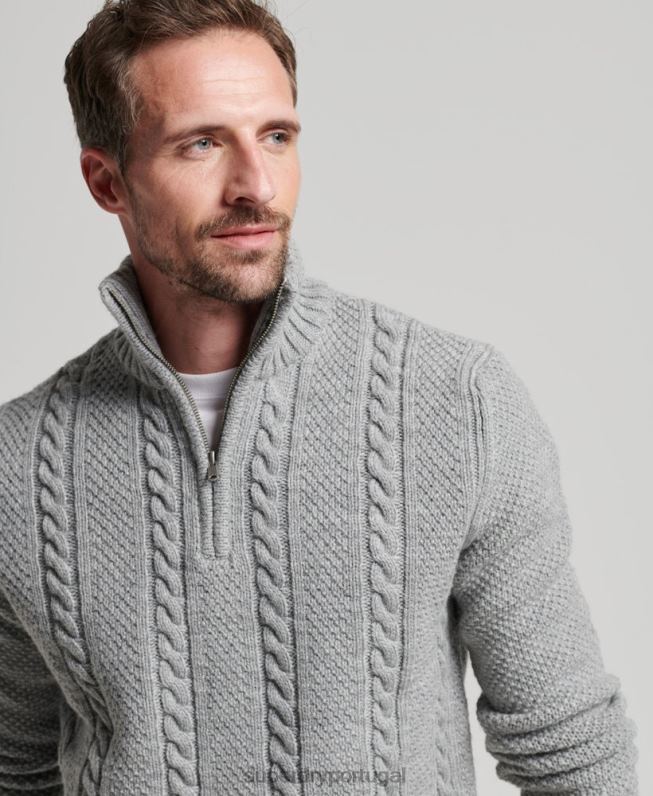 suéter vintage jacob henley homens cinza claro roupas Superdry 2208H1275