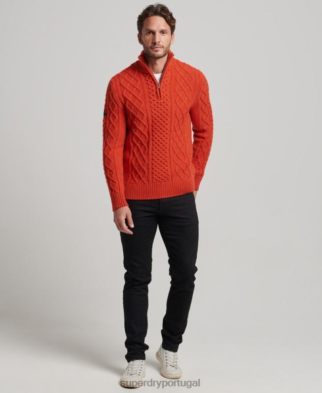 suéter vintage jacob henley homens laranja roupas Superdry 2208H1300