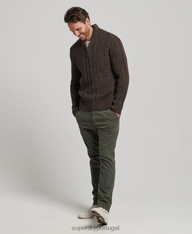 suéter vintage jacob henley homens marrom roupas Superdry 2208H1322