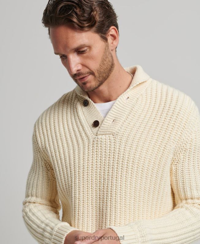 suéter xale homens creme roupas Superdry 2208H5258
