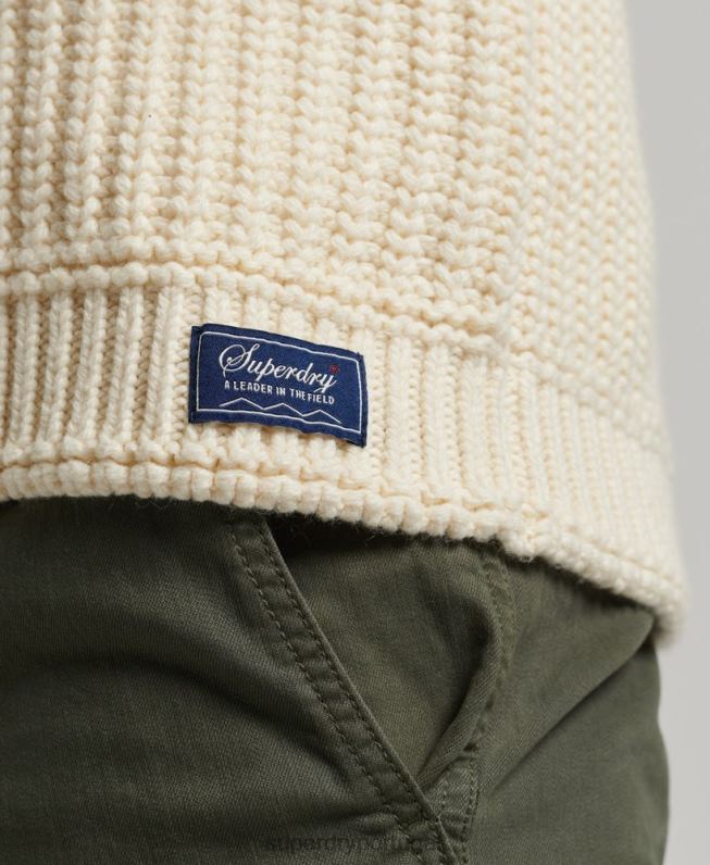 suéter xale homens creme roupas Superdry 2208H5258