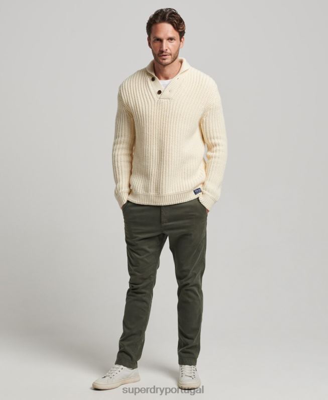 suéter xale homens creme roupas Superdry 2208H5258