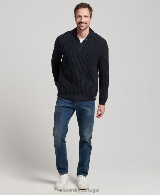 suéter xale homens marinha roupas Superdry 2208H5272