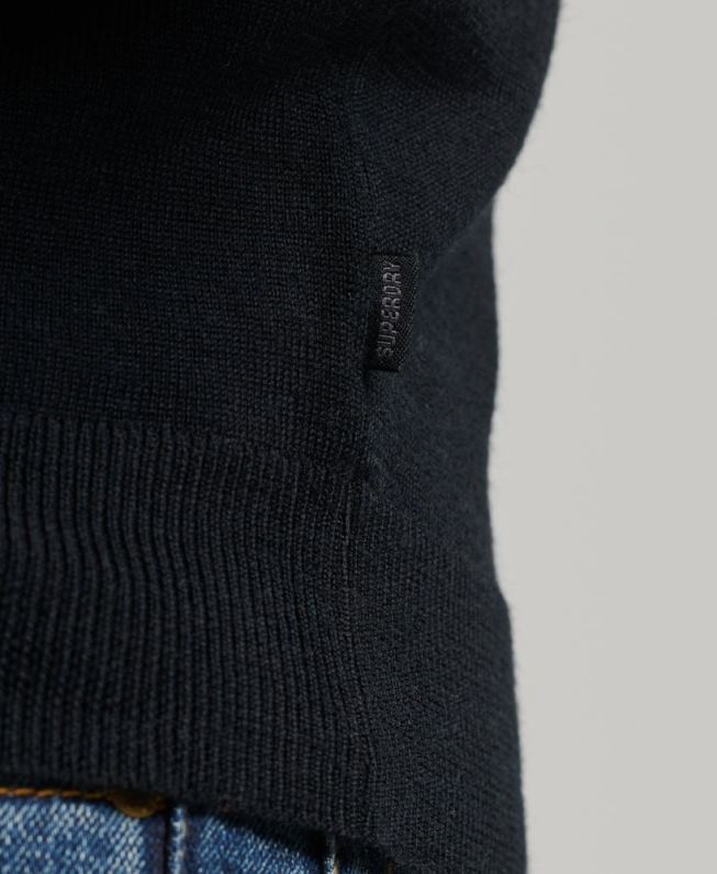 top merino de tricô gola redonda henley homens preto roupas Superdry 2208H1534