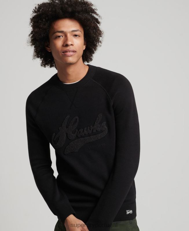 tricô vintage homens preto roupas Superdry 2208H1342