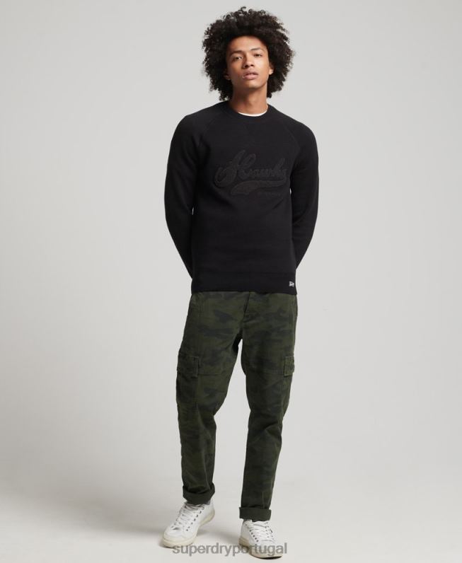 tricô vintage homens preto roupas Superdry 2208H1342