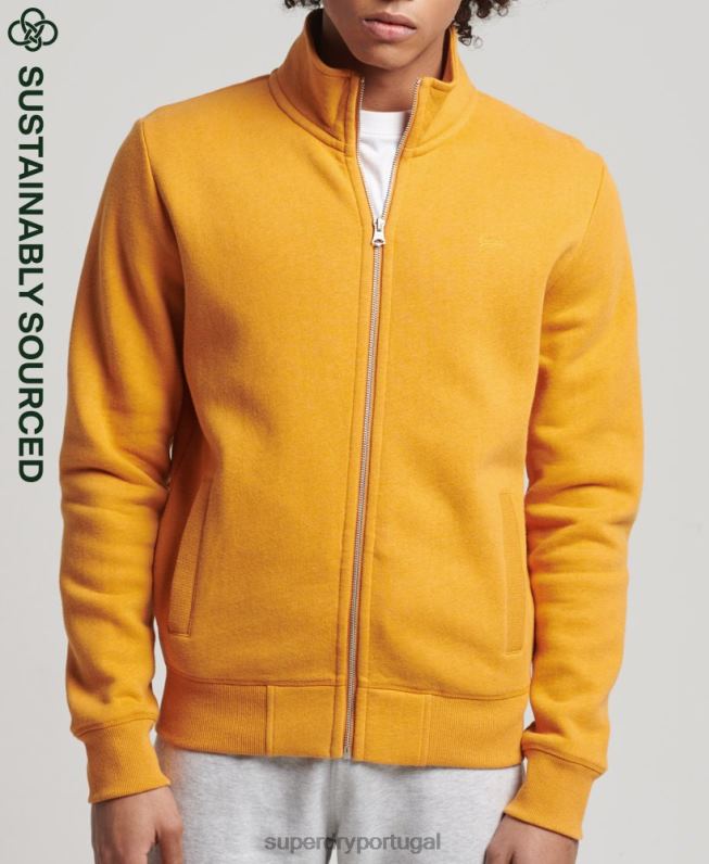 blusa de zíper com logo vintage de algodão orgânico homens amarelo roupas Superdry 2208H5054