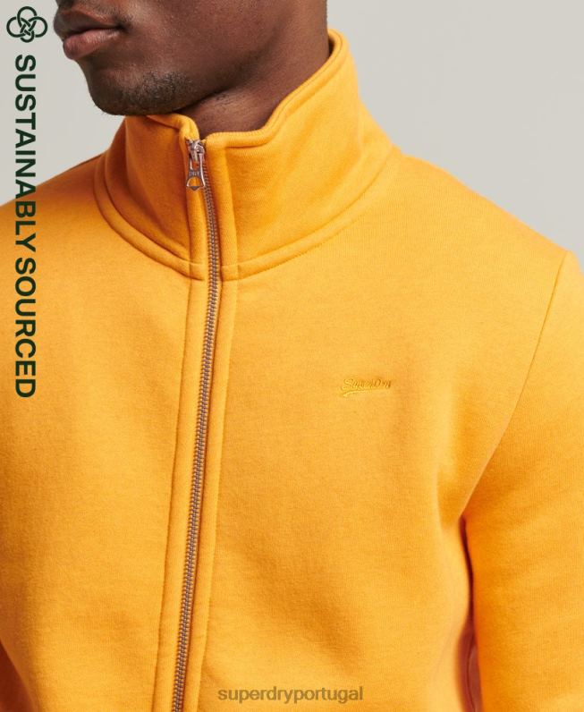 blusa de zíper com logo vintage de algodão orgânico homens amarelo roupas Superdry 2208H5077
