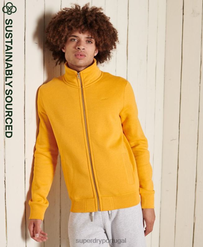 blusa de zíper com logo vintage de algodão orgânico homens amarelo roupas Superdry 2208H5095
