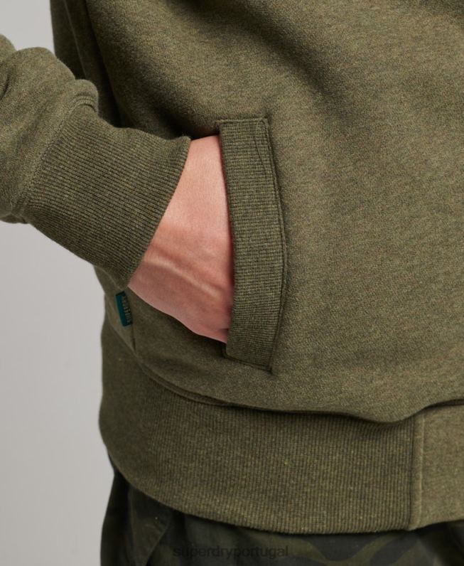 blusa de zíper com logo vintage de algodão orgânico homens caqui roupas Superdry 2208H5171