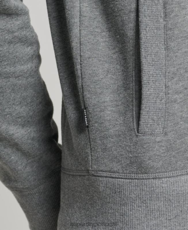 blusa de zíper com logo vintage de algodão orgânico homens cinza roupas Superdry 2208H5175