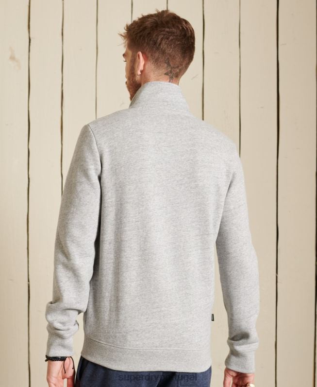 blusa de zíper com logo vintage de algodão orgânico homens cinza roupas Superdry 2208H5201