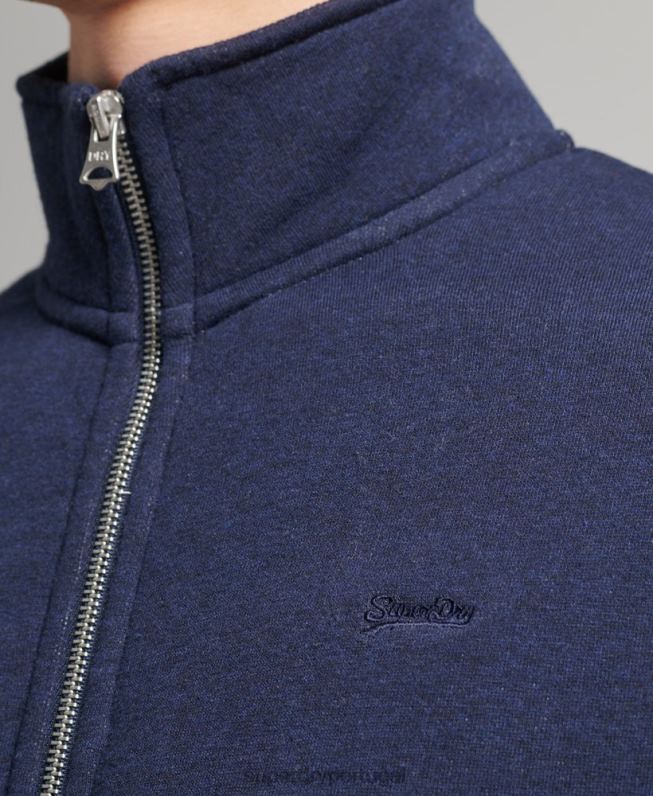 blusa de zíper com logo vintage de algodão orgânico homens marinha roupas Superdry 2208H5083