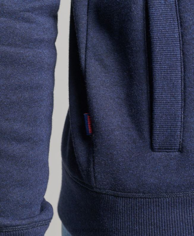 blusa de zíper com logo vintage de algodão orgânico homens marinha roupas Superdry 2208H5083