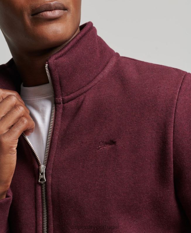 blusa de zíper com logo vintage de algodão orgânico homens vermelho roupas Superdry 2208H4989