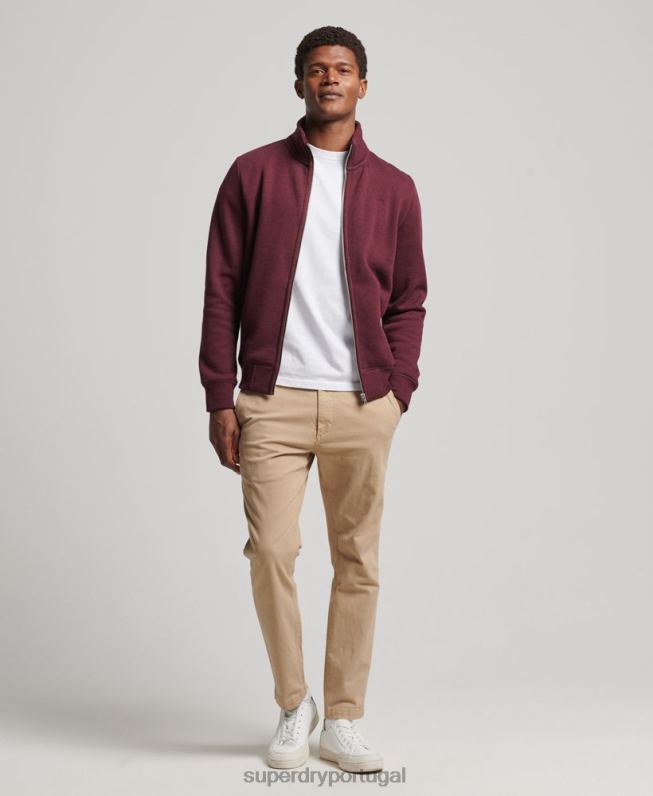 blusa de zíper com logo vintage de algodão orgânico homens vermelho roupas Superdry 2208H4989