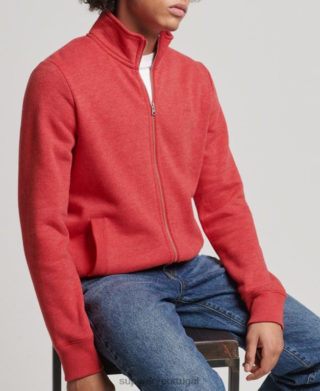 blusa de zíper com logo vintage de algodão orgânico homens vermelho roupas Superdry 2208H5022
